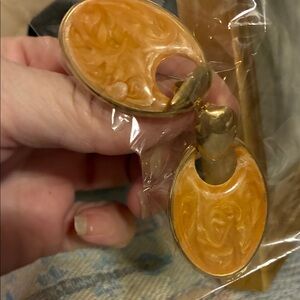 Vintage Gold and Orange Statement Earrings